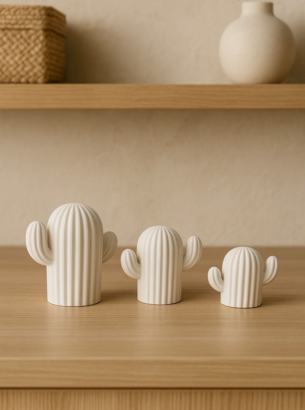 Minimalist Cement Cactus Decor Set (3-Piece)