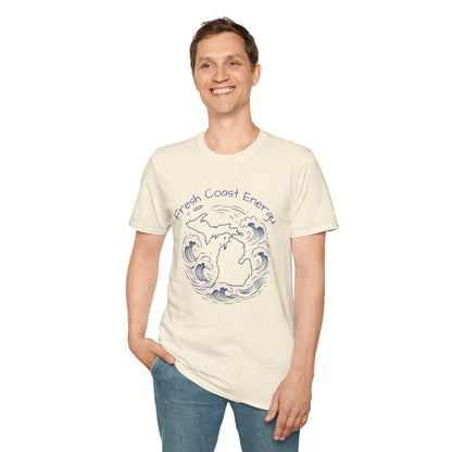 t-shirt with State of Michigan design, surrounded by waves