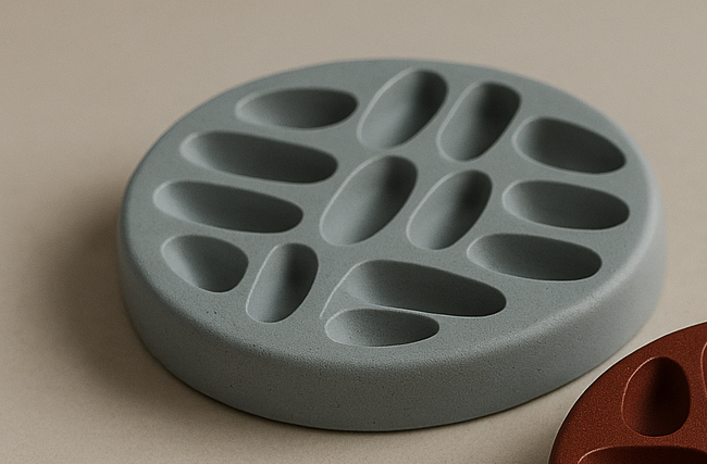 Gray cement ring holder with multiple cavities 