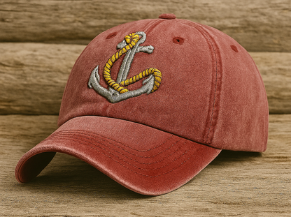 Nautical Anchor Embroidered Cotton Baseball Cap