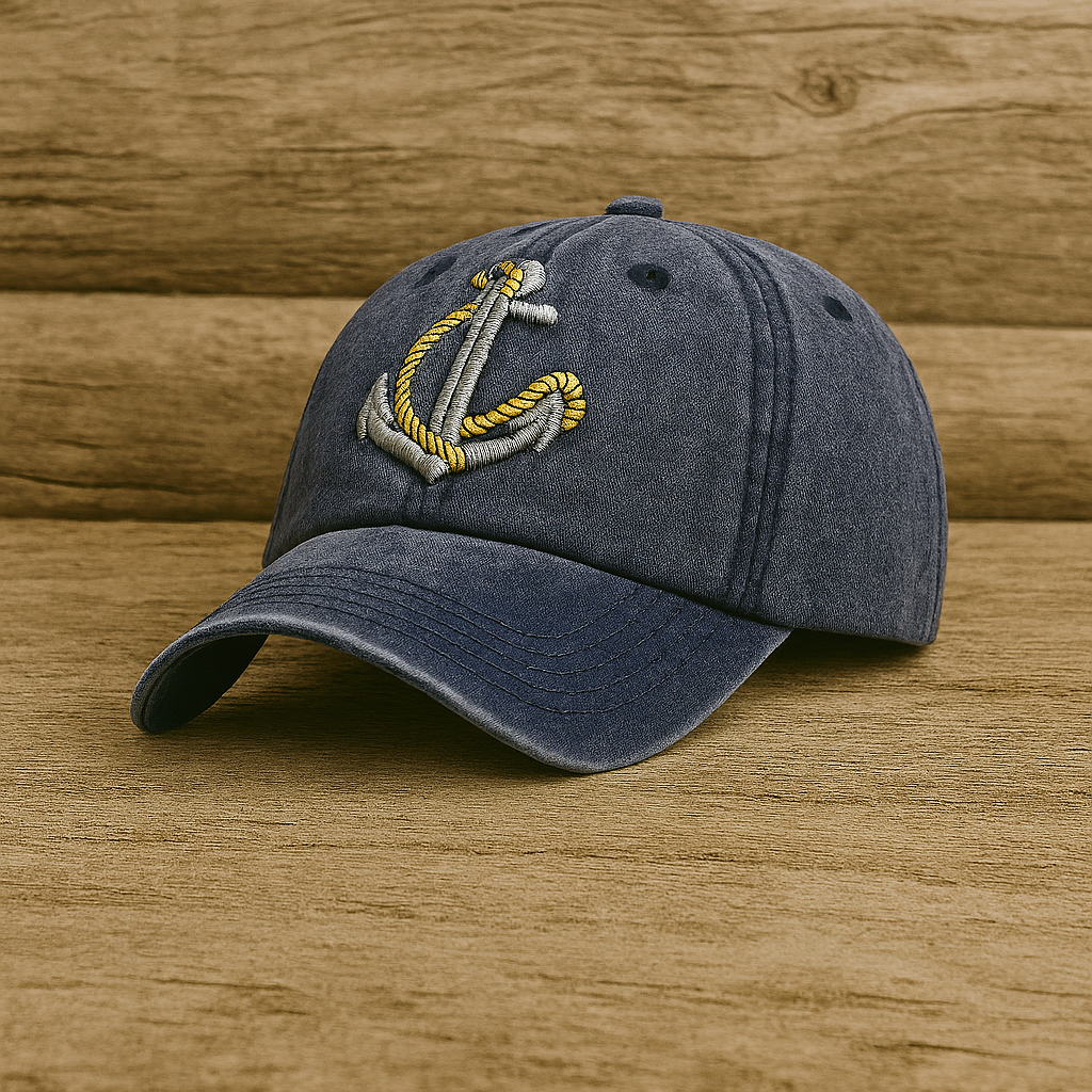 Nautical Anchor Embroidered Cotton Baseball Cap