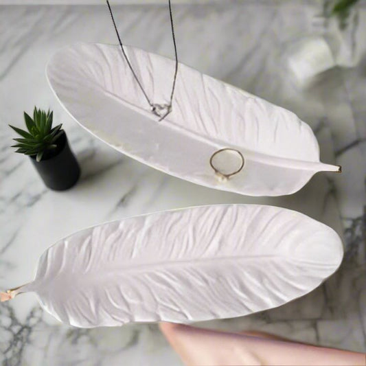 Cement Feather Jewelry Tray – Boho Ring & Earring Dish