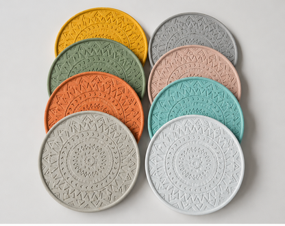 Mandala Coaster Set (4 pcs) – Mix & Match Boho Cement Coasters