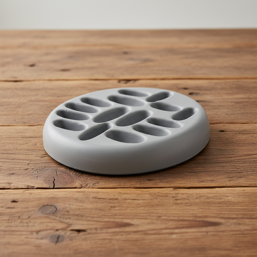 Gray cement ring holder with multiple cavities 