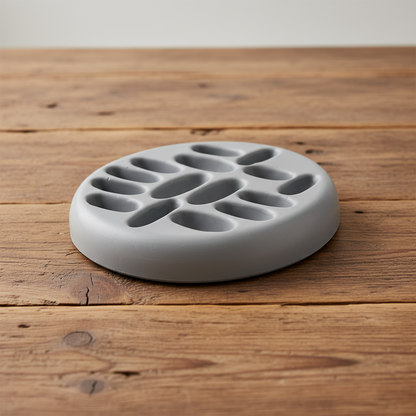 Gray cement ring holder with multiple cavities 
