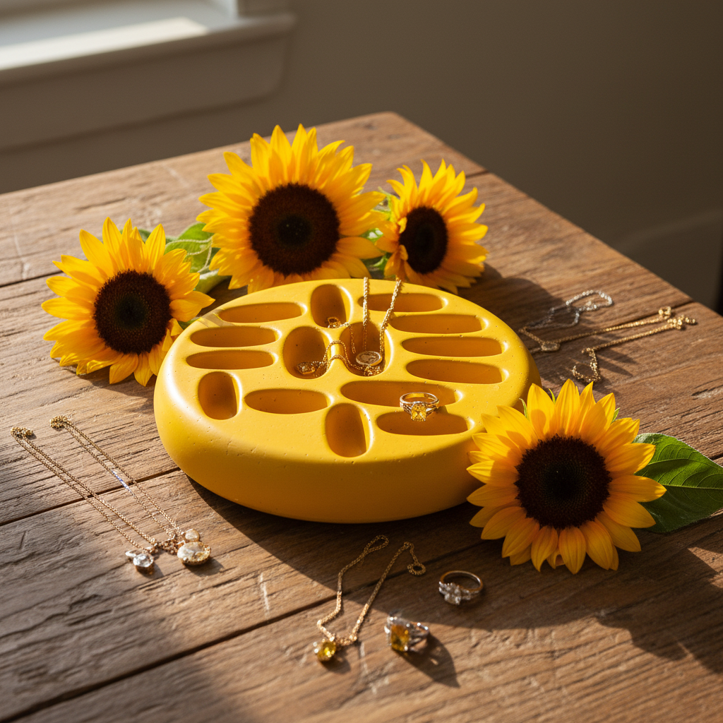 Yellow cement ring holder with multiple cavities 